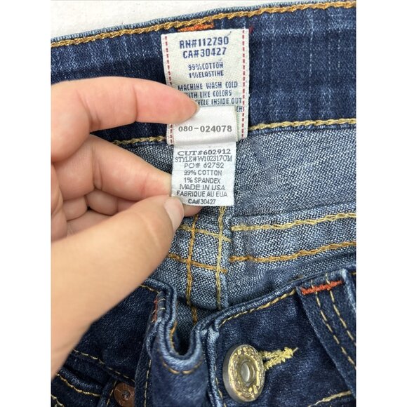 Vintage True Religion Jeans Womens Size 32 Made In USA Leather Patch Dark Blue - Picture 5 of 15